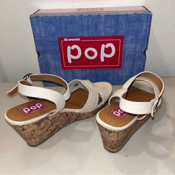 Pop Womens Perky natural Wedge Sandals size 11 platforms Strappy with OG box - Picture 4 of 12